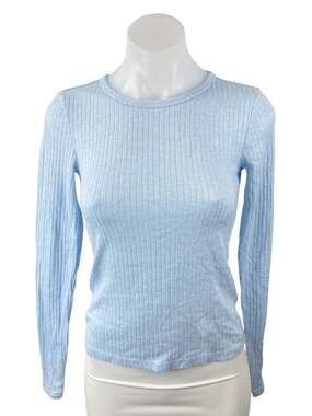 Old Navy Women's Blue Long Sleeve Ribbed Knit Crew Neck Slim Sweater Top Size S